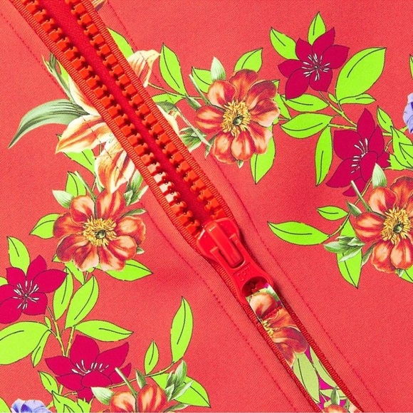 NWT Johnny Was Wave Surf One Piece Neoprene Orange Pink Floral Swim Suit $298 - Picture 5 of 14